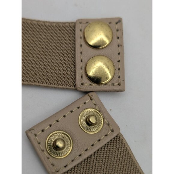 Waist Belt Women's M/L Metal Gold Rhinestone Elastic Snap Closure Tan Y2K glam - Picture 12 of 13